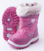Girl's Fleece Lined Hearts Snow Boots (Pink)